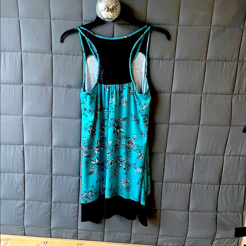Teal Floral Beach Cover up Sun Dress - Picture 5 of 5